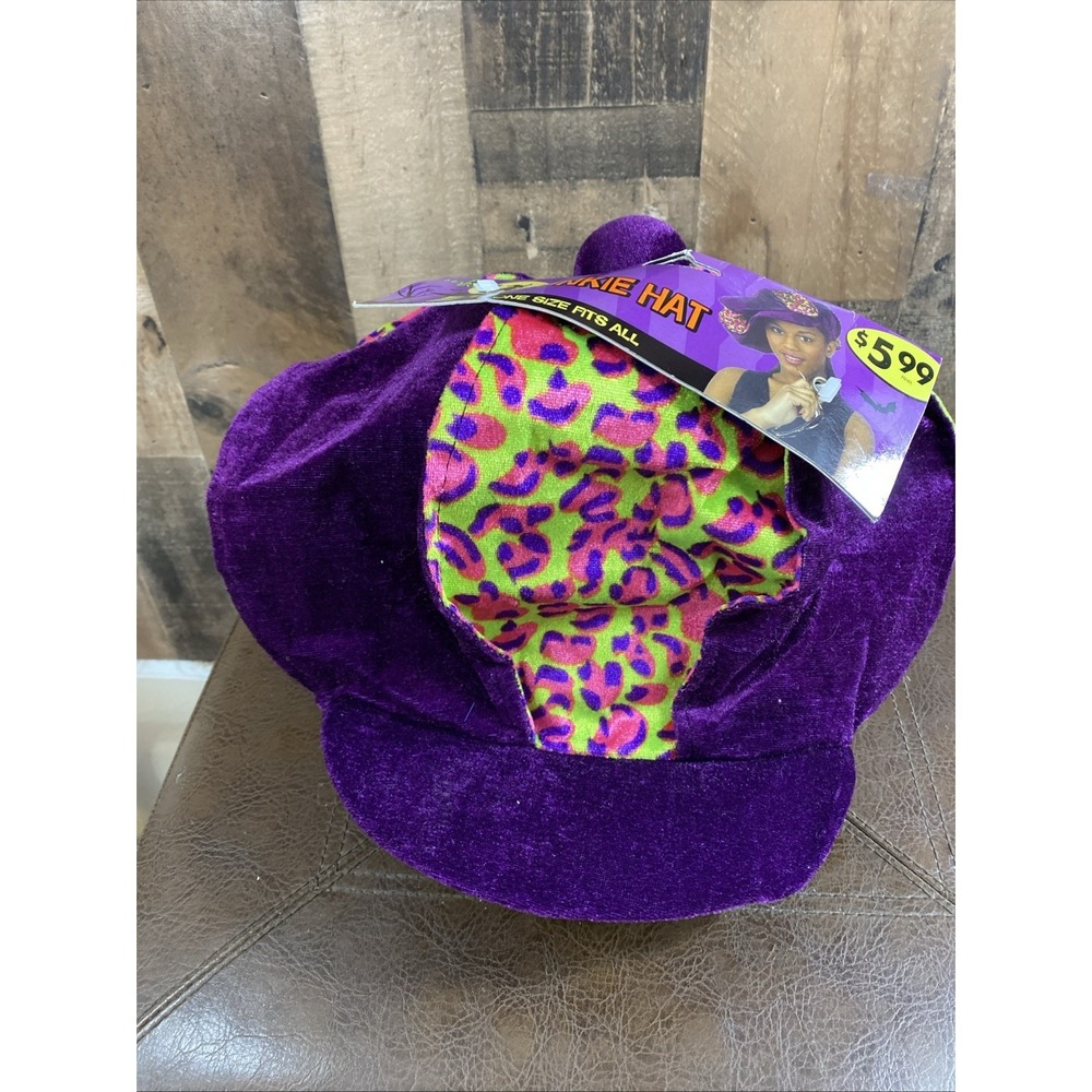 Leopard Hat Costume Funkie Colorful Purple‎ Green Pink Adult Fit Vtg Halloween